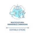 Multicultural awareness campaigns blue concept icon