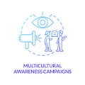 Multicultural awareness campaigns blue gradient concept icon