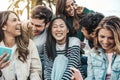 Multicultural best friends having fun hanging outdoors Royalty Free Stock Photo