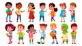 Multicultural Characters Children Kids Set Vector