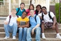 Multicultural College Students outside on campus