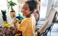 Multicultural group of kids with creative handicraft.Children diversity happiness education concept. Royalty Free Stock Photo