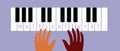 Multicultural Hands on Piano Keys, Multicultural Class, Flat Vector Stock Illustration with African Musician Hands as Royalty Free Stock Photo