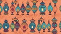 multicultural patterns diwali lanterns seamless ai generated Royalty Free Stock Photo