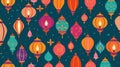 multicultural patterns diwali lanterns seamless ai generated Royalty Free Stock Photo