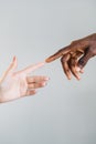 multicultural relationship diverse couple hands Royalty Free Stock Photo