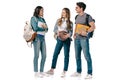 multicultural students with books and basketball ball