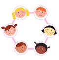 Multicultural unity kids heads - circle - icons Royalty Free Stock Photo