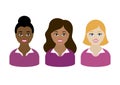 Multicultural women faces icon set vector Royalty Free Stock Photo