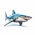 Multidimensional Shading: Realistic 2d Shark On White Background