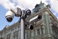 Multidirectional CCTV camera installed on a city street