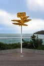 Multidirectional Signpost in Bluff, New Zealand Indicating Distances to Major Cities