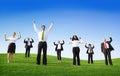 Multiethnic Business People Arms Raised Outdoors