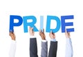 Multiethnic Business People Holding Word Pride