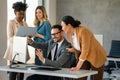 Multiethnic business people project team working together at meeting room at office. Royalty Free Stock Photo