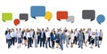 Multiethnic Business People with Speech Bubbles Royalty Free Stock Photo