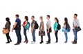 Multiethnic college students standing in a row Royalty Free Stock Photo