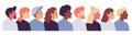 Multiethnic crowd of people profile portrait. Vector crowd