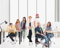 Multiethnic diverse business team in office meeting, copy space. Creative people, organization team building concept Royalty Free Stock Photo