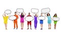 Multiethnic Diverse People Holding Blank Speech Bubbles