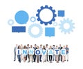 Multiethnic Group Of Business People with Innovate Royalty Free Stock Photo
