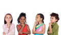 Multiethnic group of children thinking