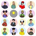 Multiethnic group of Children with Various Jobs Concepts