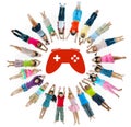 Multiethnic Group of Children with Video Game Royalty Free Stock Photo