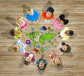 Multiethnic Group of Children with World Map Royalty Free Stock Photo