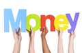 Multiethnic Group of Hands Holding Money Royalty Free Stock Photo