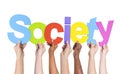 Multiethnic Group of Hands Holding Society