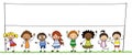 Multiethnic group of kids holding blank banner illustration Royalty Free Stock Photo