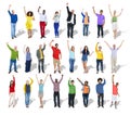 Multiethnic Group of People Arms Raised Royalty Free Stock Photo