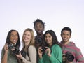 Multiethnic Group Of People With Cameras Royalty Free Stock Photo