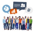 Multiethnic Group of People and Data Concepts Royalty Free Stock Photo