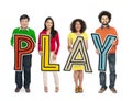 Multiethnic Group of People Holding Letter Play Royalty Free Stock Photo