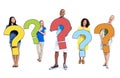 Multiethnic Group of People Holding Question Marks Royalty Free Stock Photo