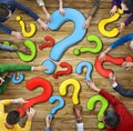 Multiethnic Group of People with Question Mark Royalty Free Stock Photo