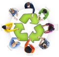 Multiethnic Group of People with Recycling Symbol Royalty Free Stock Photo