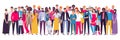 Multiethnic group of people. Society, multicultural community portrait and citizens. Young, adult and elder people vector Royalty Free Stock Photo