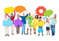 Multiethnic Group of People with Speech Bubbles Royalty Free Stock Photo