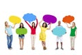 Multiethnic Group of People with Speech Bubbles