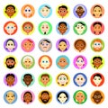 Multiethnic people avatars set in flat vector style. Smiling woman and men icons