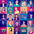 Multiethnic People Colorful Smiling Portrait Technology Concept Royalty Free Stock Photo