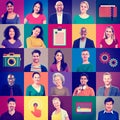 Multiethnic People Colorful Smiling Portrait Technology Concept Royalty Free Stock Photo