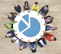 Multiethnic People Forming Circle and Chart Royalty Free Stock Photo