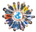 Multiethnic People Forming Circle and Globe Royalty Free Stock Photo