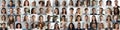 Multiethnic people group looking at camera collage mosaic horizontal banner