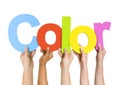 Multiethnic People Holding The Word Color Royalty Free Stock Photo