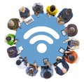 Multiethnic People Social Networking with WIFI Concepts Royalty Free Stock Photo